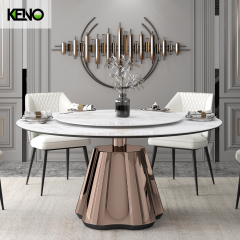 Marble Dining Table — Luxury Modern Design for Open Plan Living Room with a Built-in Turntable and Scratch‑Resistant Finish