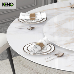Marble Dining Table — Luxury Modern Design for Open Plan Living Room with a Built-in Turntable and Scratch‑Resistant Finish