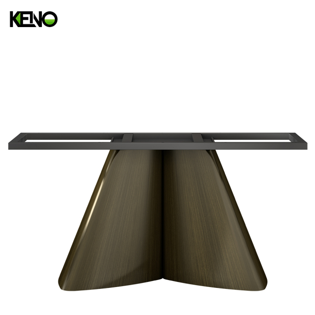 Rectangle Dining Room Table — Green Antique Bronze Cosmic Gold Dining Table Custom Dimensions & Logo Engraving