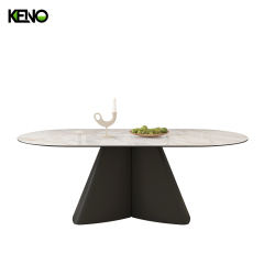 Oval Dining Room Table — Black Carrara Gold Home Furniture Table Coordinated Sets with Dining Chairs