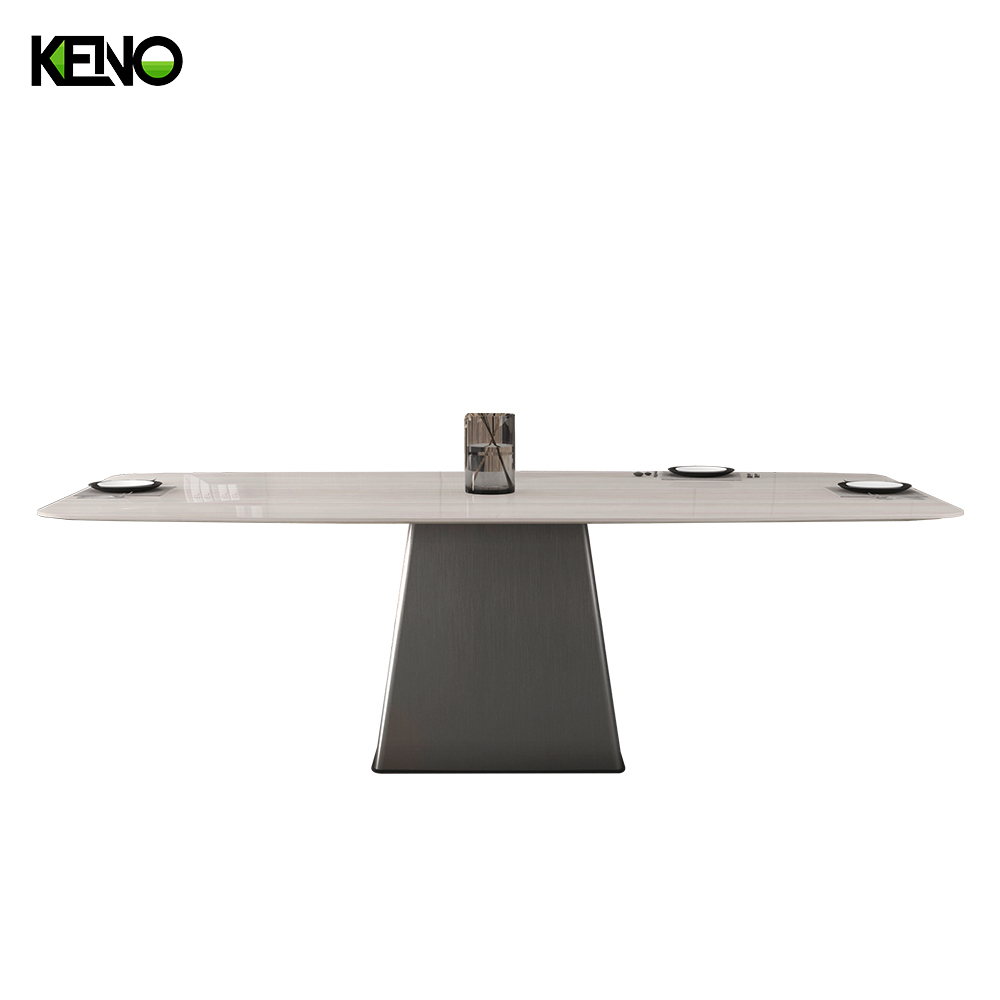 Home Dining Table —  Home Furniture Sintered Stone Dining Table Coordinated Sets with Rose Gold Table Legs