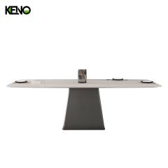 Home Dining Table —  Home Furniture Sintered Stone Dining Table Coordinated Sets with Rose Gold Table Legs
