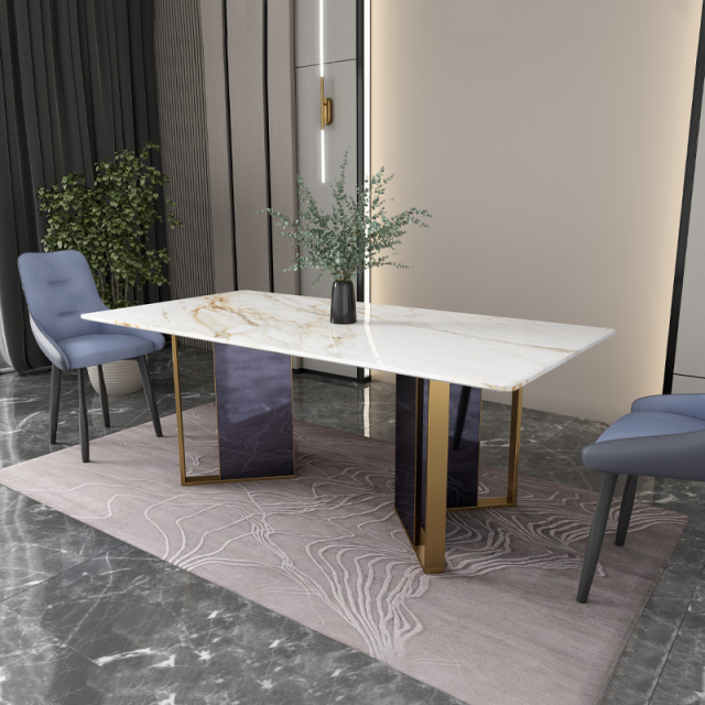 Home Dining Table —  Home Furniture Table Coordinated Sets with Rose Gold Table Legs