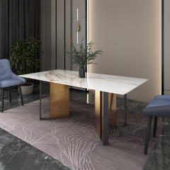Home Dining Table —  Home Furniture Table Coordinated Sets with Rose Gold Table Legs