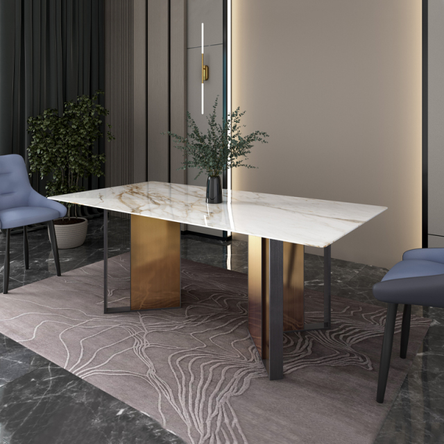 Home Dining Table —  Home Furniture Table Coordinated Sets with Rose Gold Table Legs