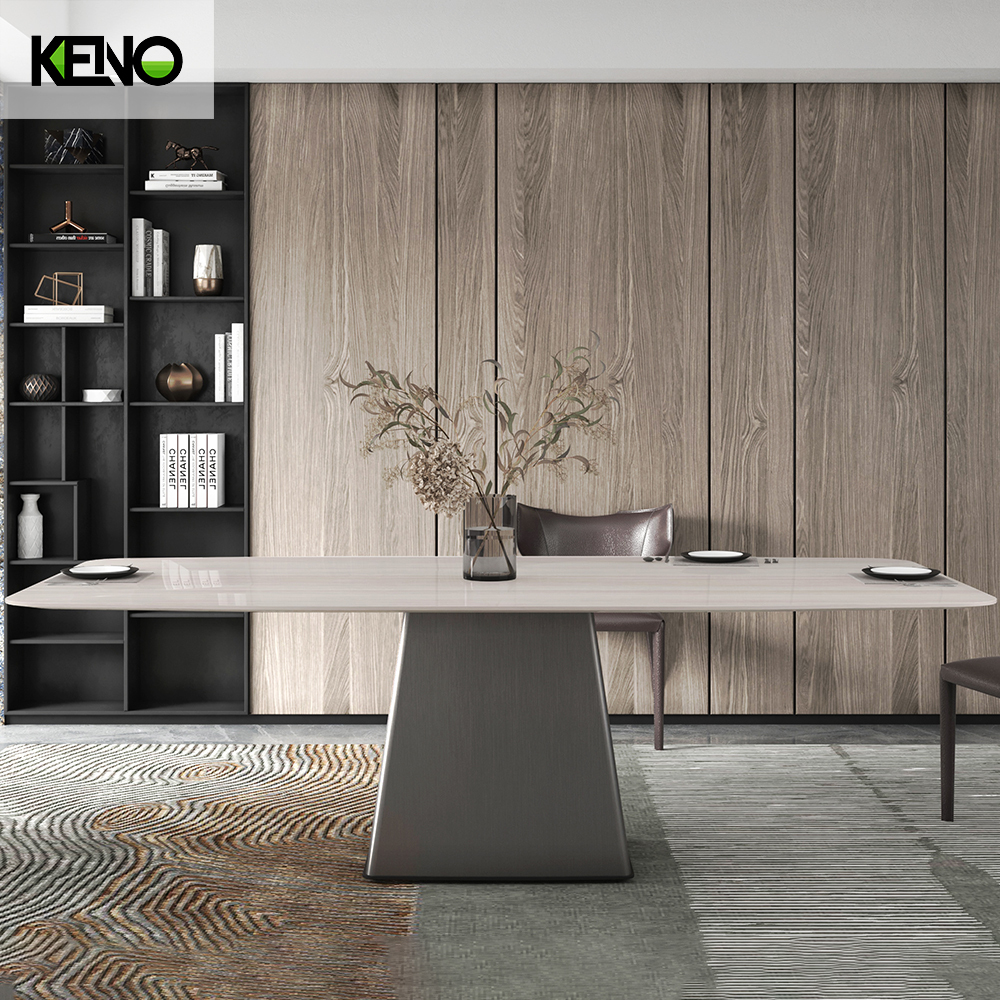 Home Dining Table —  Home Furniture Sintered Stone Dining Table Coordinated Sets with Rose Gold Table Legs