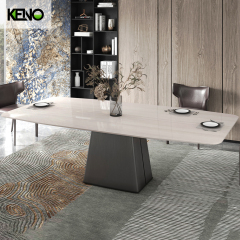 Home Dining Table —  Home Furniture Sintered Stone Dining Table Coordinated Sets with Rose Gold Table Legs