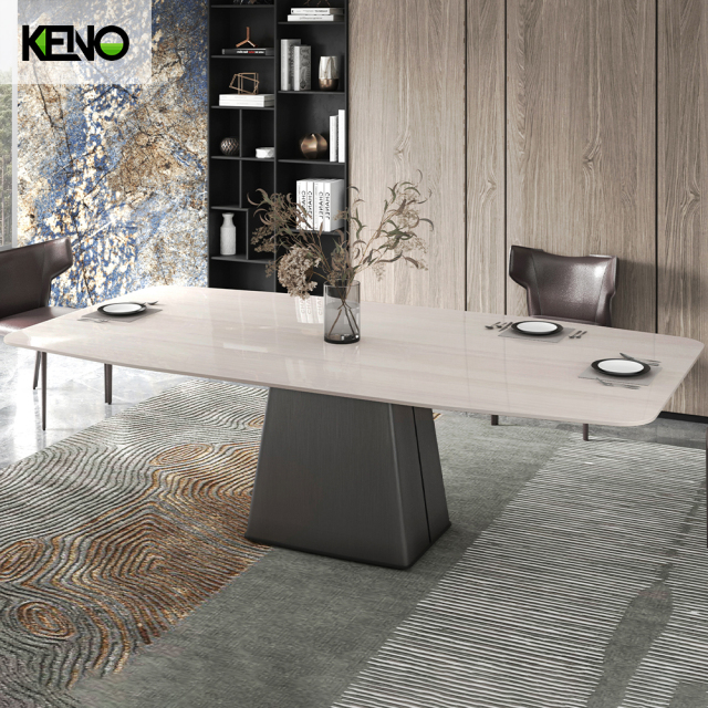 Home Dining Table —  Home Furniture Sintered Stone Dining Table Coordinated Sets with Rose Gold Table Legs
