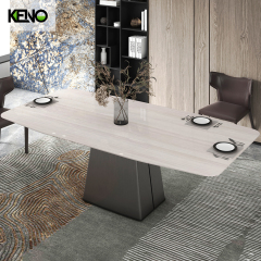 Home Dining Table —  Home Furniture Sintered Stone Dining Table Coordinated Sets with Rose Gold Table Legs