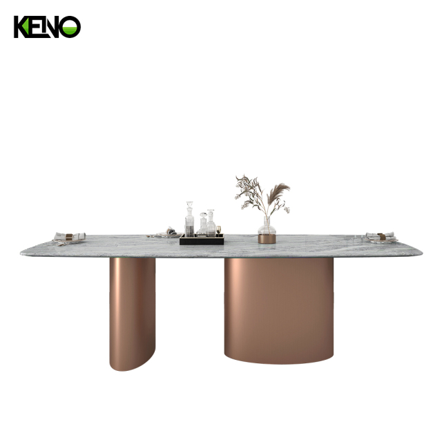 Dining Table Keno Style Luxury Home Furniture Wholesale with Rosed Gold Brushed Table Legs