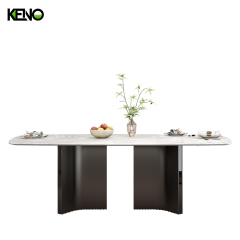 Paper Marble Dining Table Solid Wood Home Furniture with Customization Size and Color