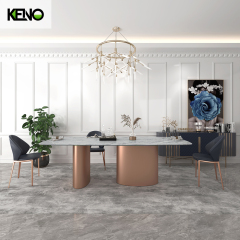 Dining Table Keno Style Luxury Home Furniture Wholesale with Rosed Gold Brushed Table Legs