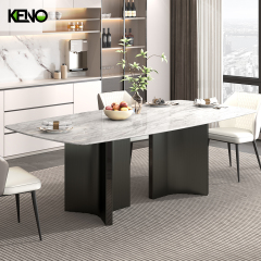 Paper Marble Dining Table Solid Wood Home Furniture with Customization Size and Color