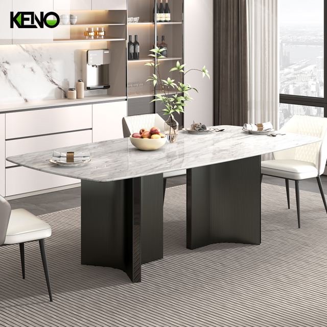 Paper Marble Dining Table Solid Wood Home Furniture with Customization Size and Color