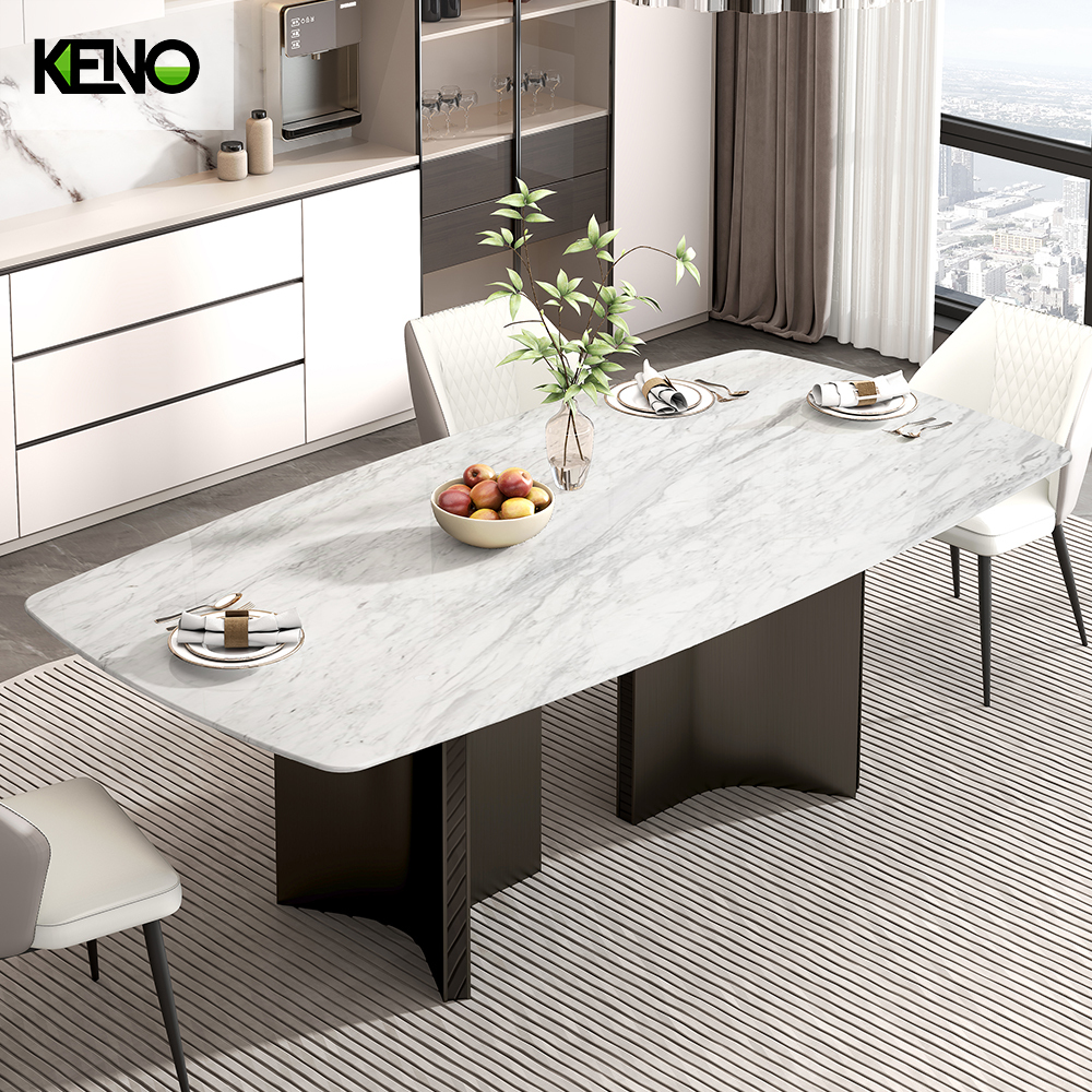 Paper Marble Dining Table Solid Wood Home Furniture with Customization Size and Color