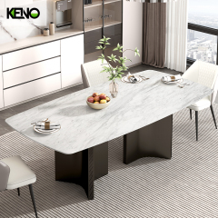 Paper Marble Dining Table Solid Wood Home Furniture with Customization Size and Color