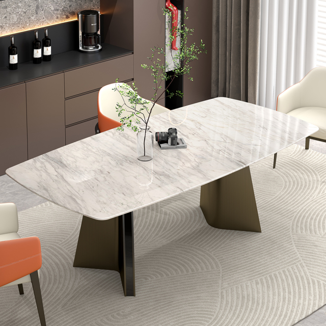 Paper Marble Dining Table Modern Luxury Home Furniture with Comfortable Home Chair