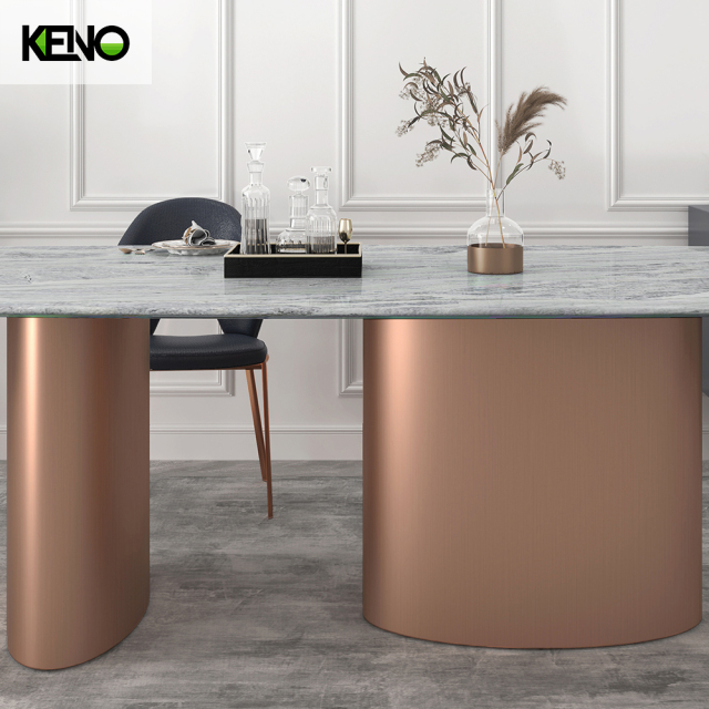 Dining Table Keno Style Luxury Home Furniture Wholesale with Rosed Gold Brushed Table Legs