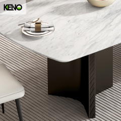 Paper Marble Dining Table Solid Wood Home Furniture with Customization Size and Color