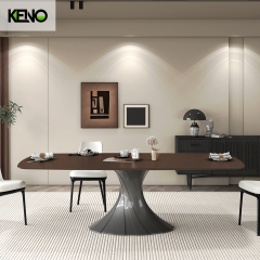 Wood Grain Dining Table Customization Home Furniture Durable Material for Long Term Use