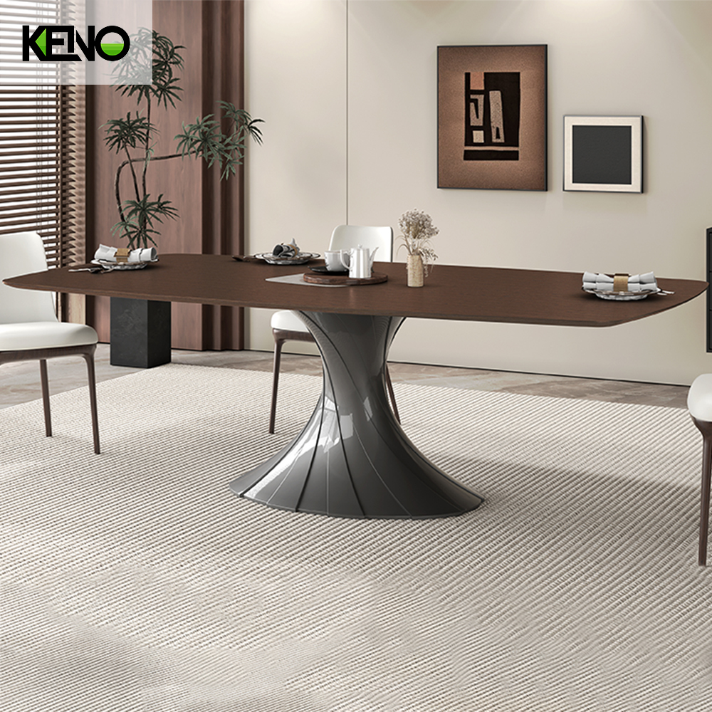 Wood Grain Dining Table Customization Home Furniture Durable Material for Long Term Use