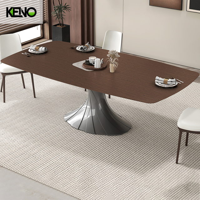 Wood Grain Dining Table Customization Home Furniture Durable Material for Long Term Use