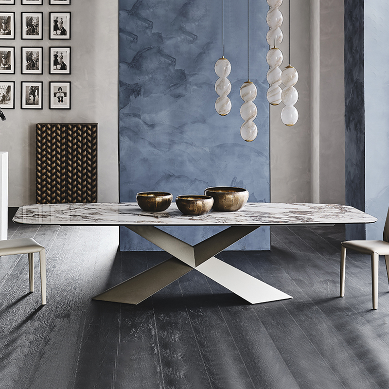 Sintered Stone Dining Table Hotel Furniture Solid Wood Design with Comfortable Home Chair