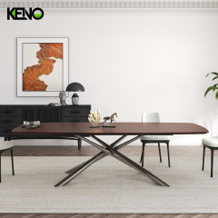 Wood Grain Dining Table Luxury Home Furniture with Customizable Size for Modern Home