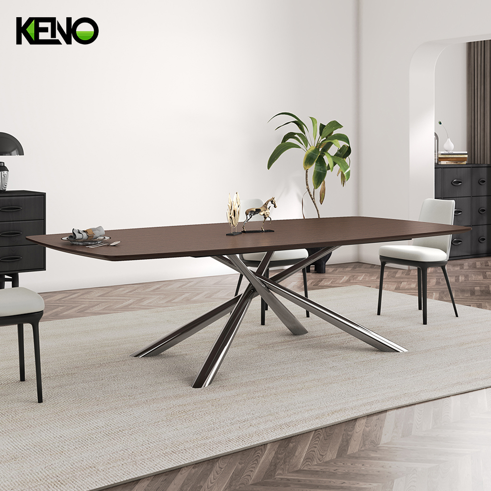 Wood Grain Dining Table Luxury Home Furniture with Customizable Size for Modern Home