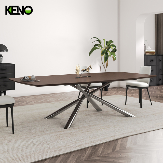 Wood Grain Dining Table Luxury Home Furniture with Customizable Size for Modern Home