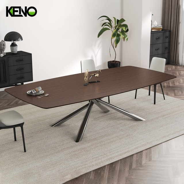 Wood Grain Dining Table Luxury Home Furniture with Customizable Size for Modern Home