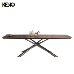 Wood Grain Dining Table Luxury Home Furniture with Customizable Size for Modern Home