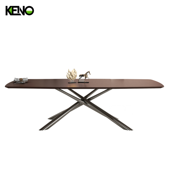 Wood Grain Dining Table Luxury Home Furniture with Customizable Size for Modern Home