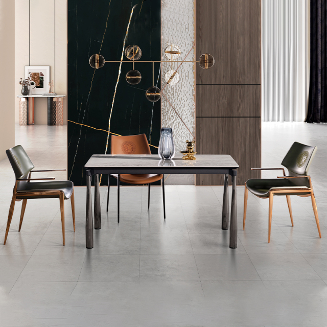 Dining Table Factory Direct Wholesale Hotel Sintered Stone Furniture with Matching Chair