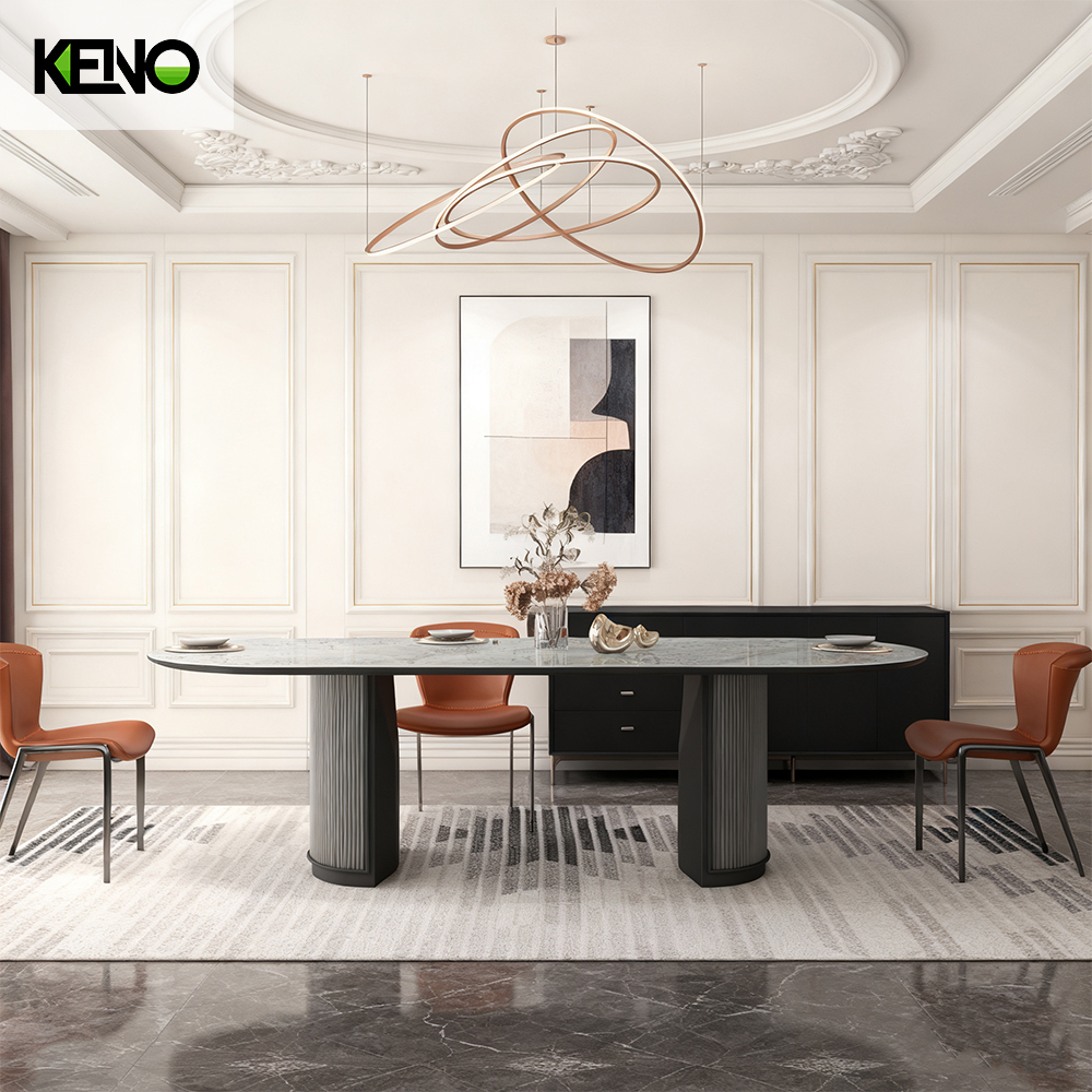 Sintered Stone Dining Table Custom Made Hotel Furniture for Unique Interior Decoration