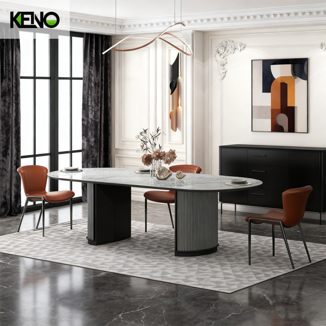 Sintered Stone Dining Table Custom Made Hotel Furniture for Unique Interior Decoration