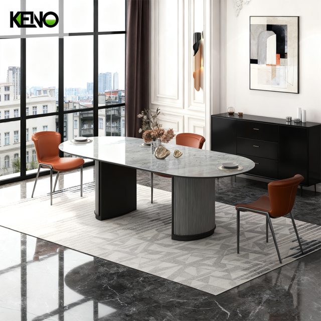 Sintered Stone Dining Table Custom Made Hotel Furniture for Unique Interior Decoration