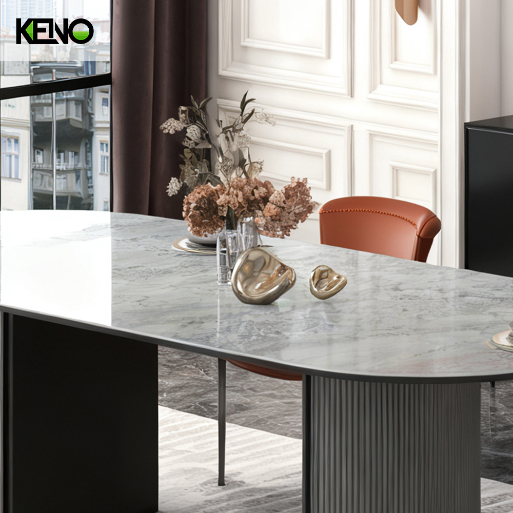 Sintered Stone Dining Table Custom Made Hotel Furniture for Unique Interior Decoration