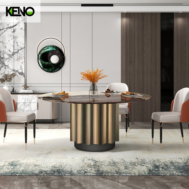 Marble Dining Table Hotel Grade Furniture with Sturdy Chair for Long-Term Use
