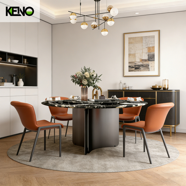 Marble Dining Table Modern Style Table Chair Combination for Dining Room Decor