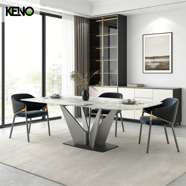 Marble Dining Table High-End Hotel Furniture with Durable Construction