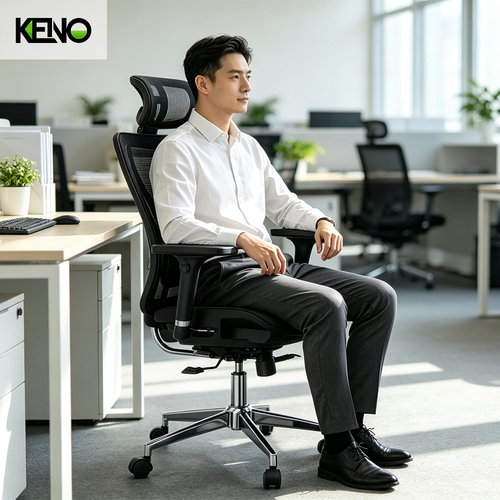 KENO Luxury Office Chair Furniture with Ergonomic Mesh Back and High Backrest