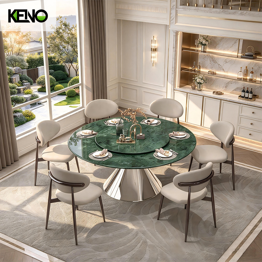KENO Luxury Round Marble Top Dining Table Furniture