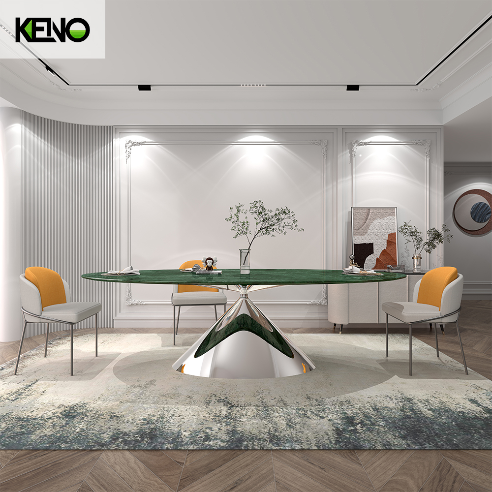 KENO Elegant Oval Marble Dining Table Modern Dining Furniture