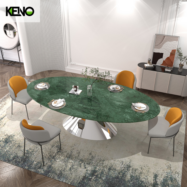 KENO Elegant Oval Marble Dining Table Modern Dining Furniture