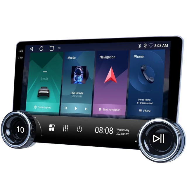 10.1 Inch Universal Android Audio GPS Car Radio Double Knob 2K Diamond CarPlay Screen DSP Mirror Link Car Dashboard Stereo