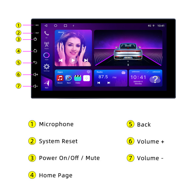 7" Double Din Car Stereo Android Car Radio Autoradio Carplay Android Auto GPS WIFI BT FM RDS Support AHD Camera
