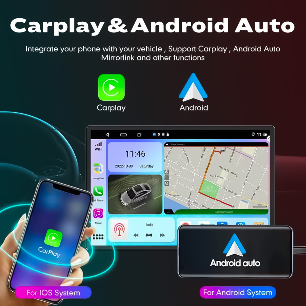 Universal 13.1 Inch Android Car Radios with GPS Auto CarPlay Android Stereo Auto 2K QLED Screen GPS Navigation Monitor