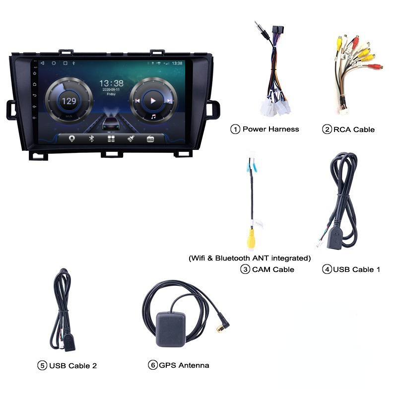 Android Car Radio 9 Inch Autoradio Car Stereo Gps Navigation Wifi Bt Fm Phone Link for Toyota Prius 2009-2015