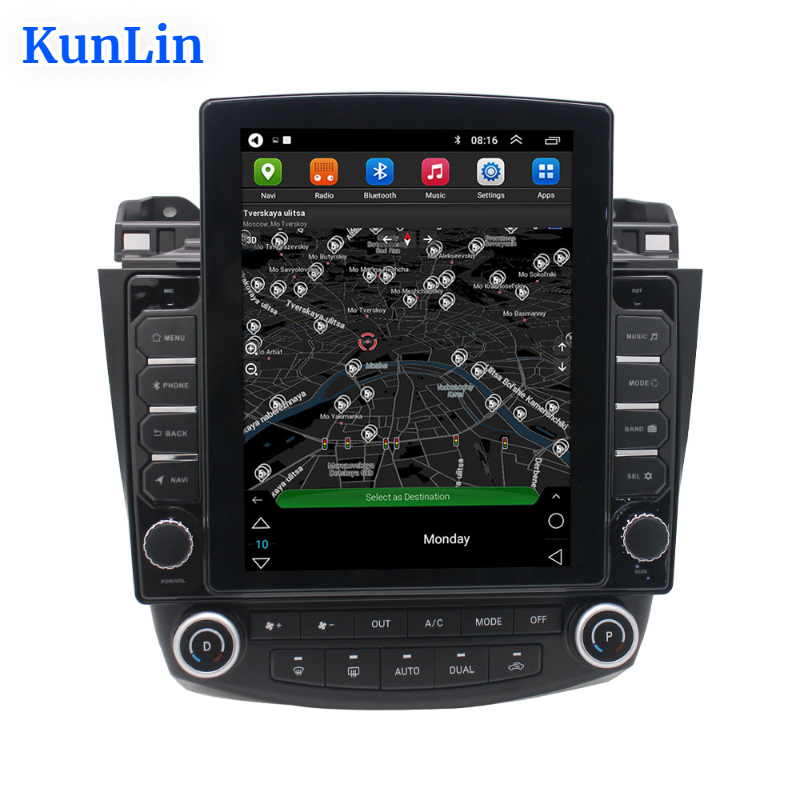 9.7 Inch Vertical Tesla Touch Screen Car Radio Stereo Video for Honda Accord 7 2003 2004 2005 2006 2007 2008 GPS Navigation Carplay 4G